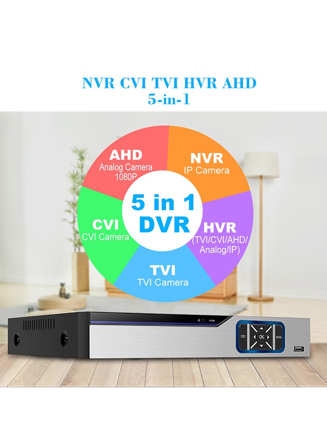 4CH 1080P Full High Definition Hybrid AHD/ONVIF IP/Analog/TVI/CVI/ DVR Black - Image 4