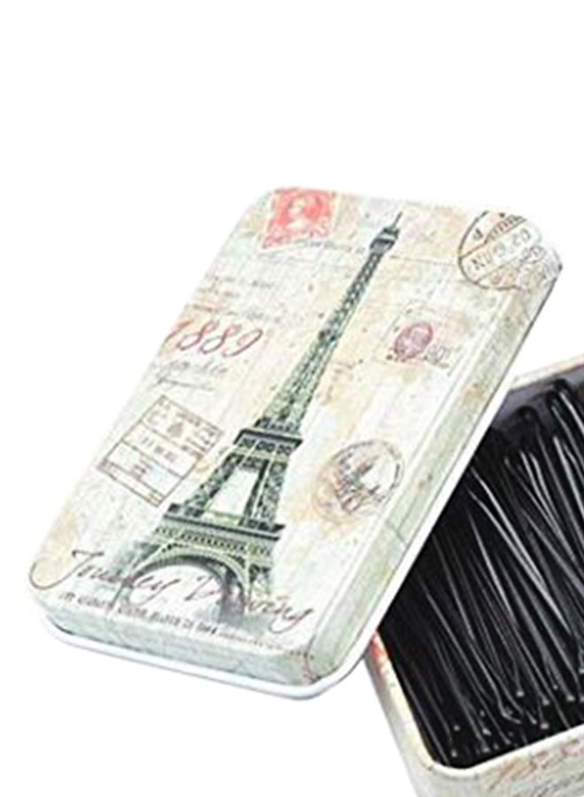 طقم دبابيس شعر بوبي مع صندوق مكون من 150 قطعة أسود 5.5سم - Image 2