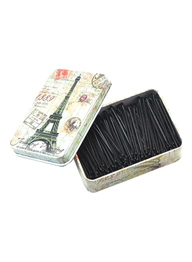 طقم دبابيس شعر بوبي مع صندوق مكون من 150 قطعة أسود 5.5سم - Image 1