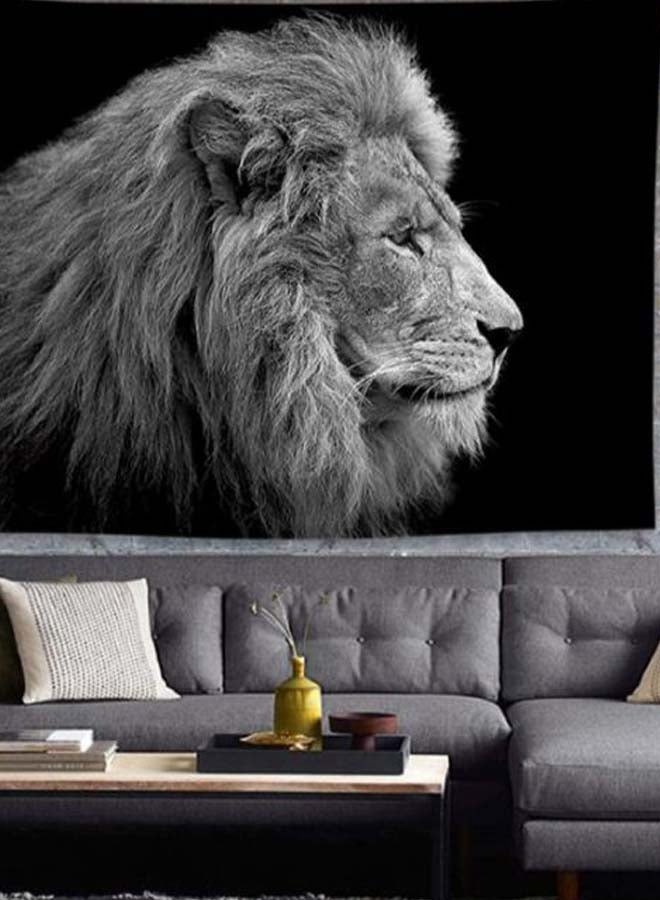 Lion Printed Tapestry Black/Off White/Grey 130 x 150centimeter - v1580197668/N34060153A_2