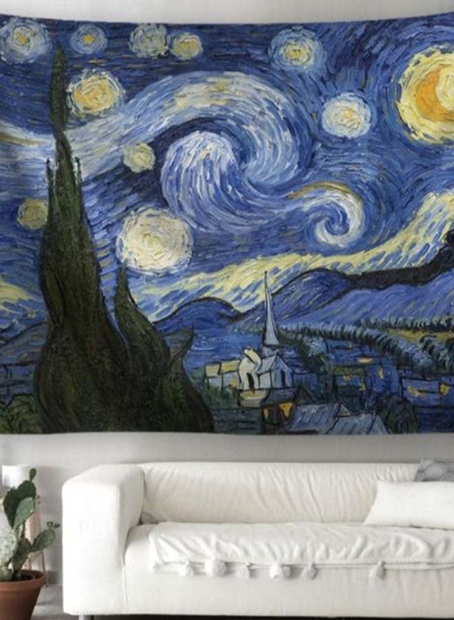 Starry Night Printed Tapestry Blue/Yellow/Green 150 x 200centimeter - Image 2