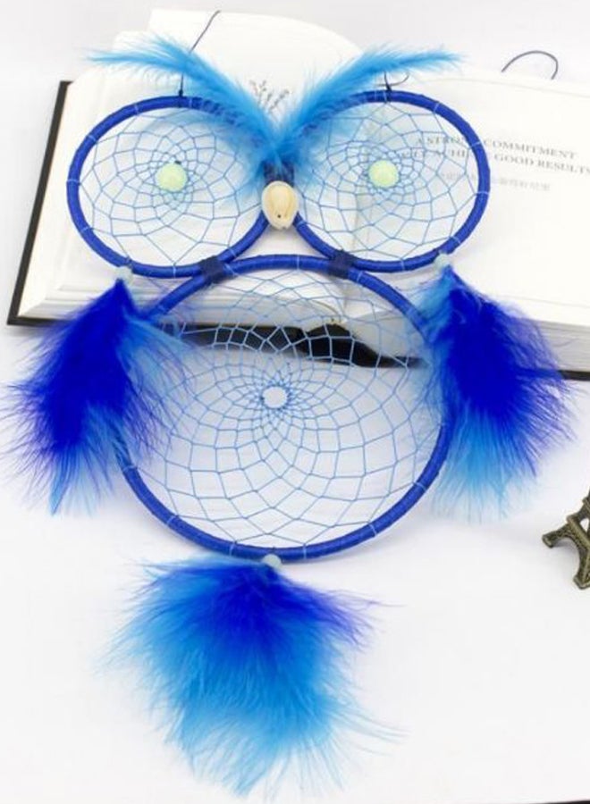 Owl Pattern Feathers Wall Hanging Dream Catcher Blue 66centimeter  - Image 2