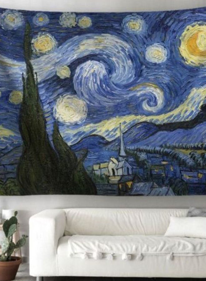 بساط جداري للتعليق بتصميم لوحة ليلة النجوم متعدد الألوان 150 x 200سم - Image 2