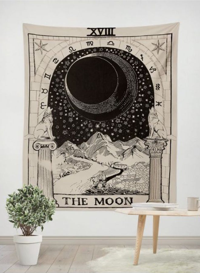 Medieval Europe Divination The Moon Wall Hanging Tapestry Off White/Black 150 x 130centimeter - Image 2