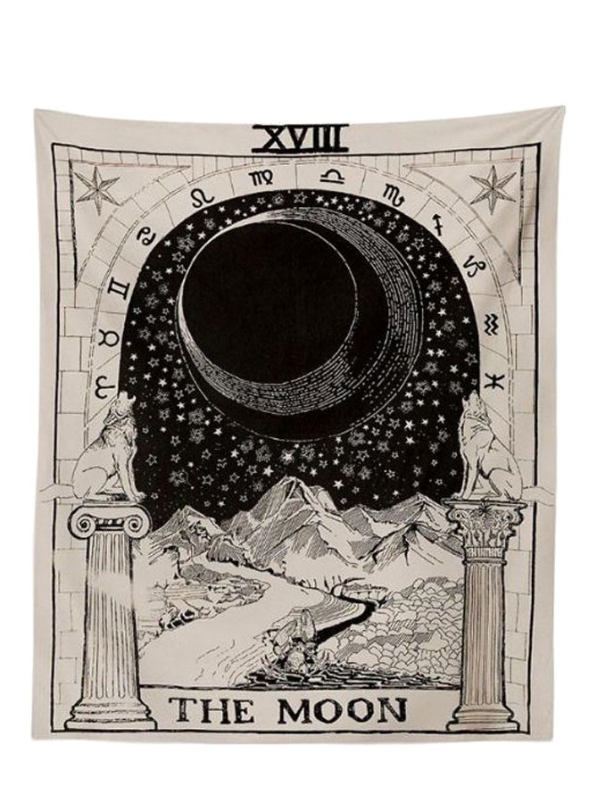 Medieval Europe Divination The Moon Wall Hanging Tapestry Off White/Black 150 x 130centimeter - Image 1