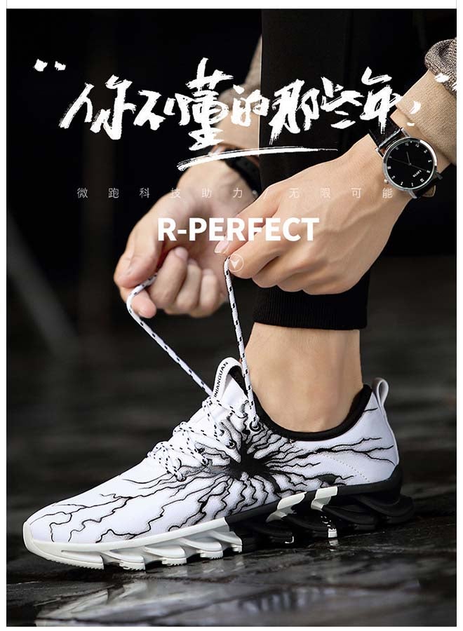 Lace-Up Closure Low Top Sneakers White - Image 3