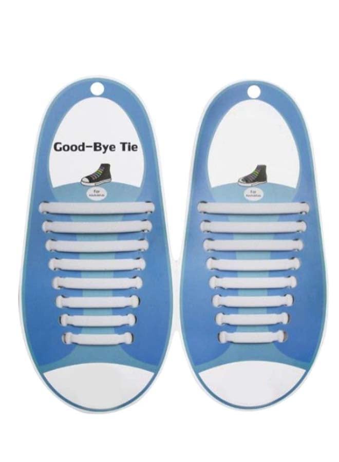 16-Piece Waterproof No Tie Shoelaces Set White