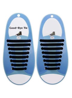 16-Piece Waterproof No Tie Shoelaces Set Black