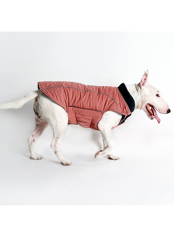 Retro Design Sleeveless Winter Dog Coat Pink/Grey - Image 4