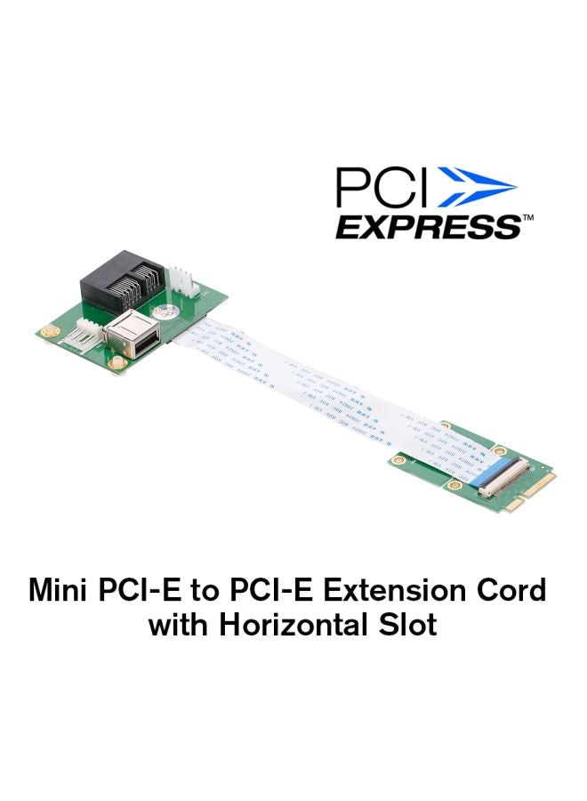 ماركة غير محددة Mini PCI-E To PCI-E Extension Cord With Horizontal Slot Adapter Green/Black  - Image 3