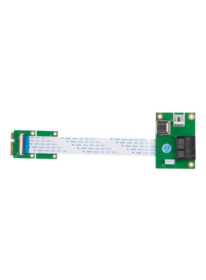 Mini PCI-E To PCI-E Extension Cord With Horizontal Slot Adapter Green/Black