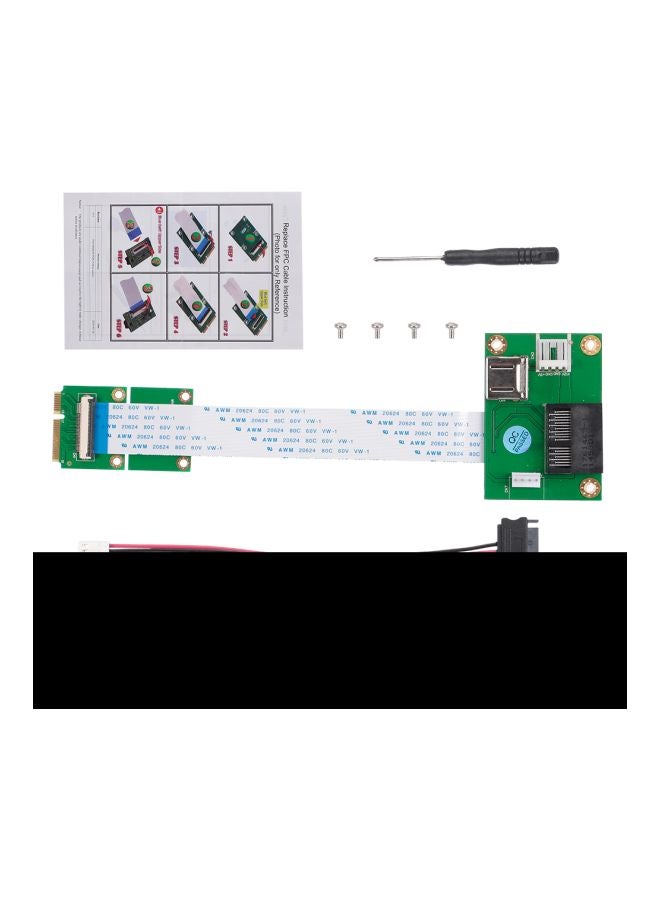 ماركة غير محددة Mini PCI-E To PCI-E Extension Cord With Horizontal Slot Adapter Green/Black  - Image 5