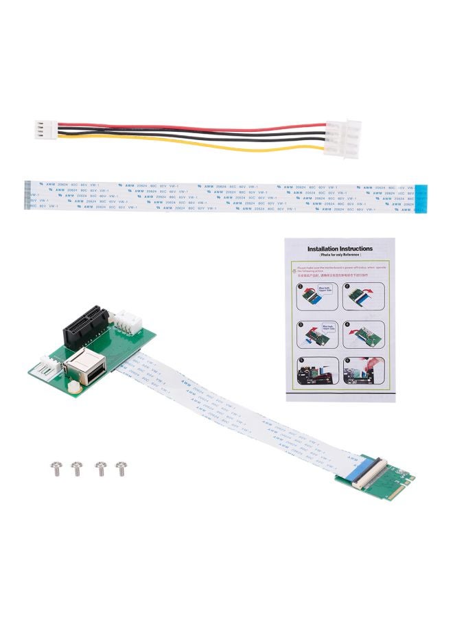 ماركة غير محددة بطاقة محول سلك تمديد من ميني PCI-E إلى PCI-E مع فتحة رأسية. أخضر/أسود  - Image 5