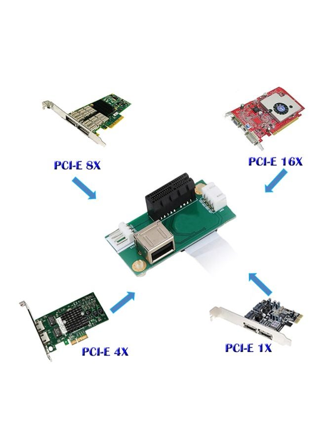 ماركة غير محددة بطاقة محول سلك تمديد من ميني PCI-E إلى PCI-E مع فتحة رأسية. أخضر/أسود  - Image 4