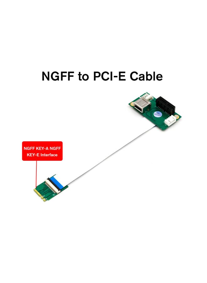 ماركة غير محددة سلك تمديد من NGFF (M.2) بمفتاح A/E إلى PCI-E إكسبريس 1X مع كابل أخضر/أسود  - Image 2
