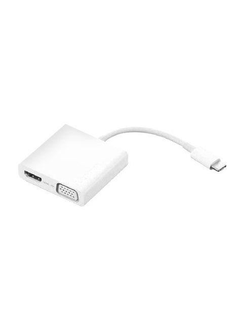 USB-C 3-in-1 Travel Hub, 4K HDMI, VGA, USB 3.0 White