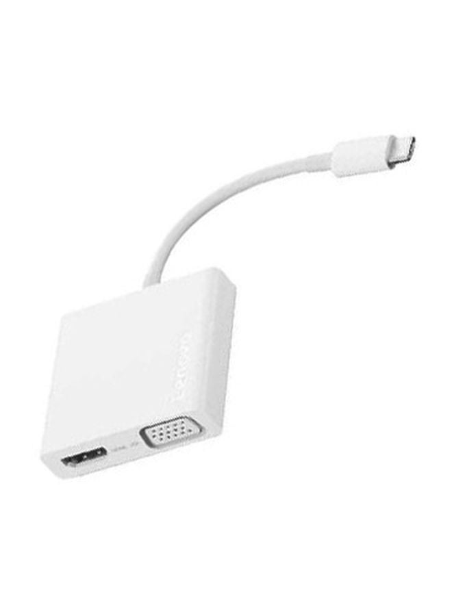 USB-C 3-in-1 Travel Hub, 4K HDMI, VGA, USB 3.0 White