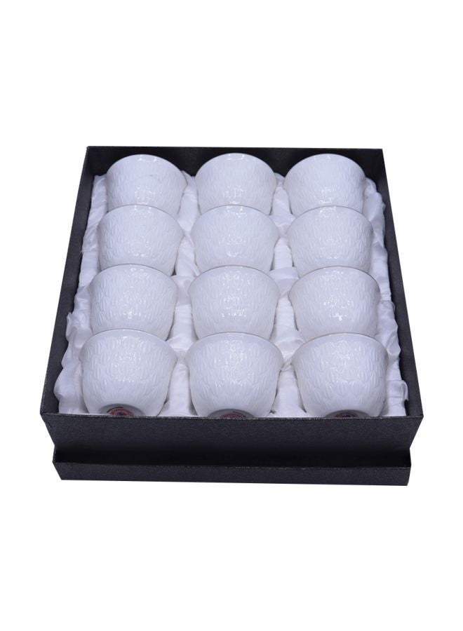 Bin-Shihoun-Abomar 12-Piece Porcelain Cup Set White/Gold 6.5x4.5cm - Image 2