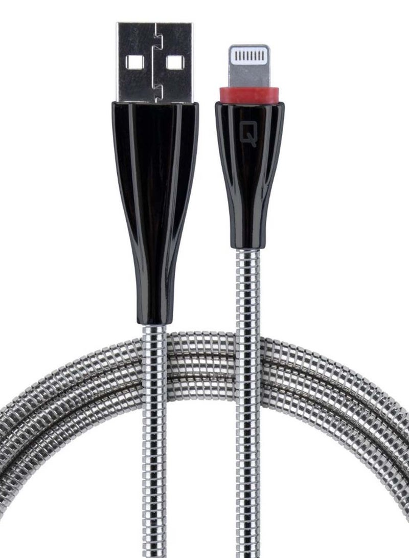 Quick Charge USB To Lightning Data Sync And Charging Cable For Apple Silver/Black