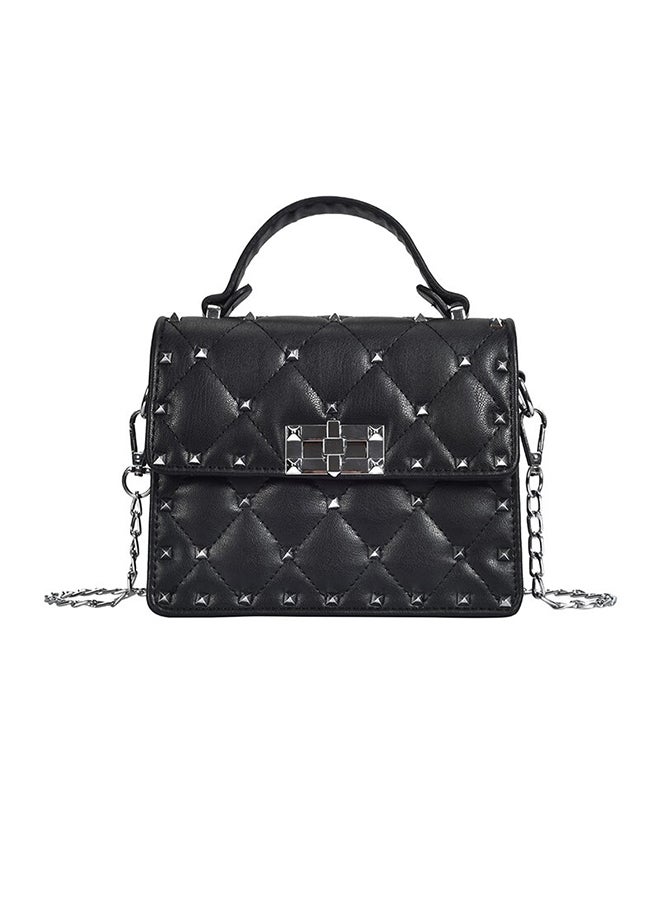 Versatile Lattice Pattern Ladylike Chic Crossbody Bag Black 
