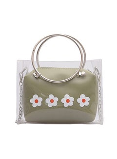 Floral Printed Stylish Handbag Green/Clear