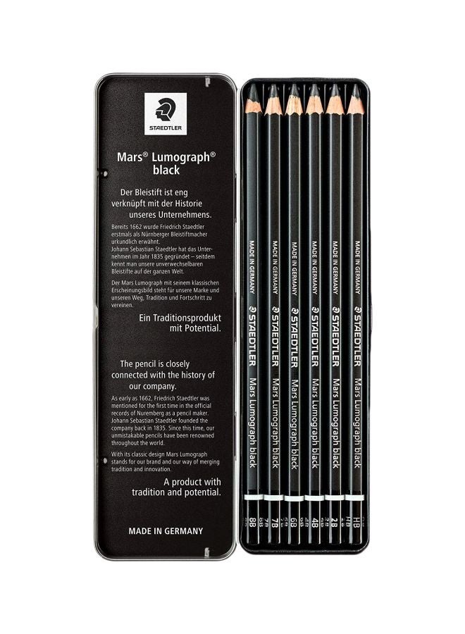 Staedler 6-Piece 6B Lumograph Pencils Set Black  - Image 1