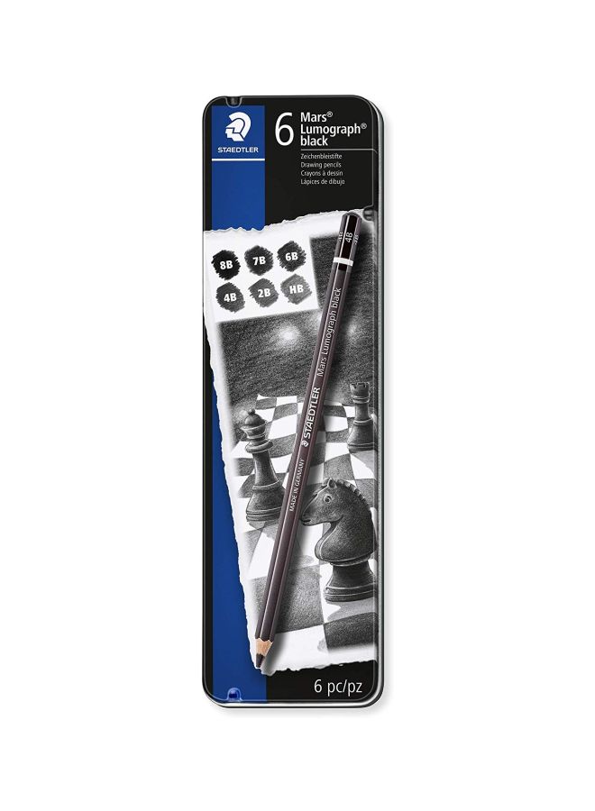 Staedler 6-Piece 6B Lumograph Pencils Set Black  - Image 2