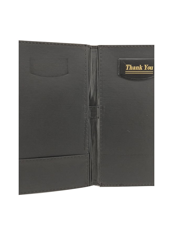 Shallow Elegant Leather Bill Folder For Restaurant 14x23cm Black - Image 2