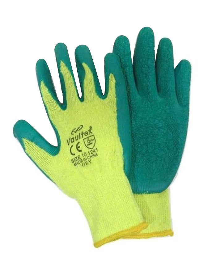 Vaultex - Latex Coated Gloves Green/Yellow 10inch - Image 1