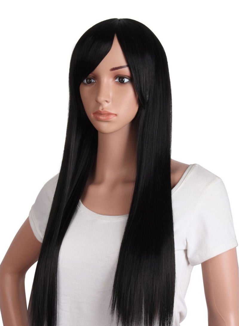 Oblique Bang Long Straight Hair Wig Black 70cm - v1580224071/N34083084A_3