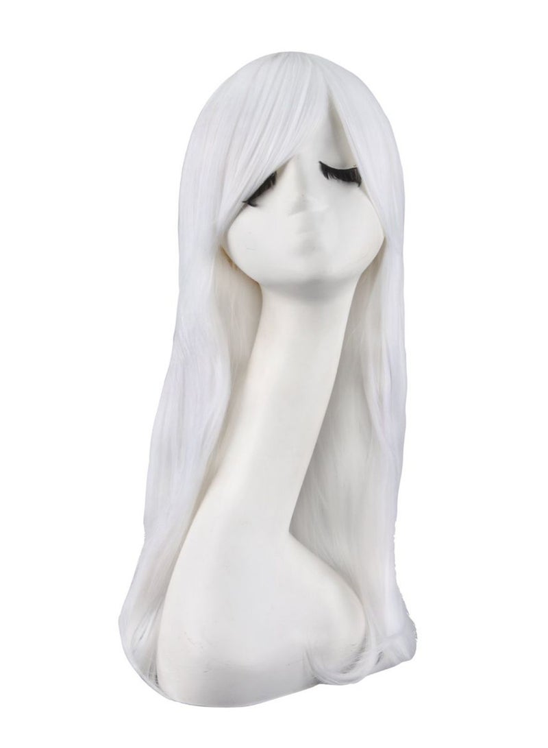 MapofBeauty Side Bang Long Straight Cosplay Hair Wig White 60cm  - Image 1