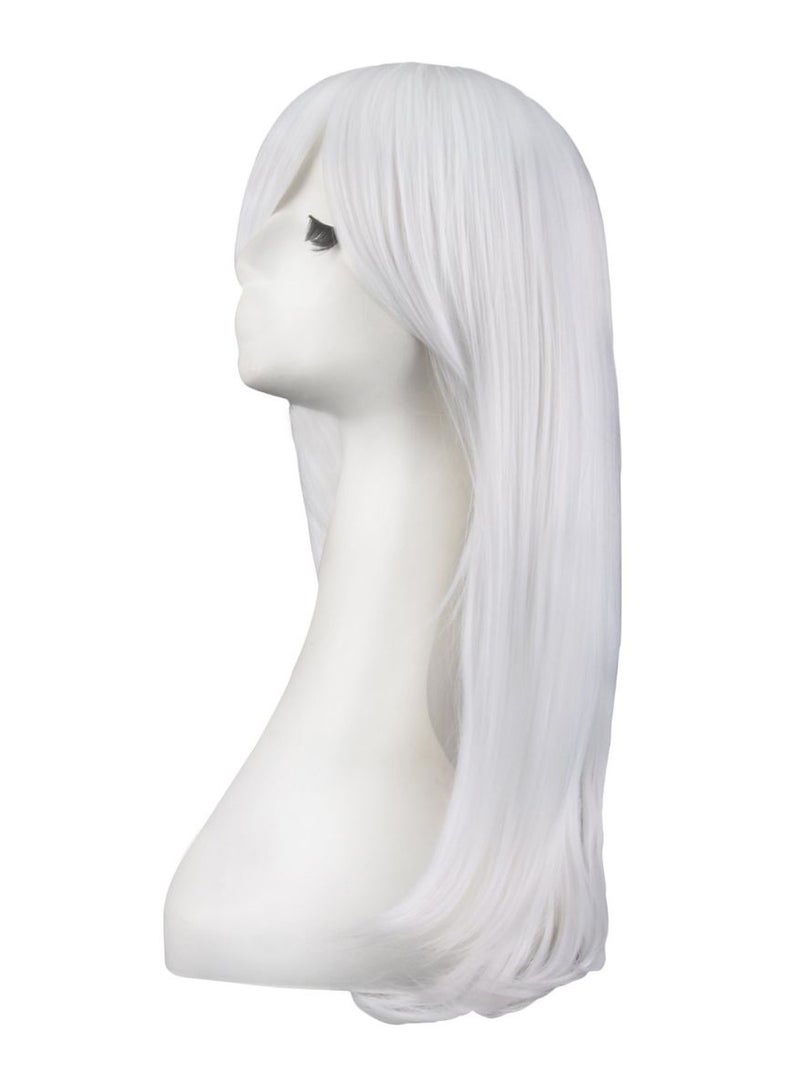 MapofBeauty Side Bang Long Straight Cosplay Hair Wig White 60cm  - Image 3