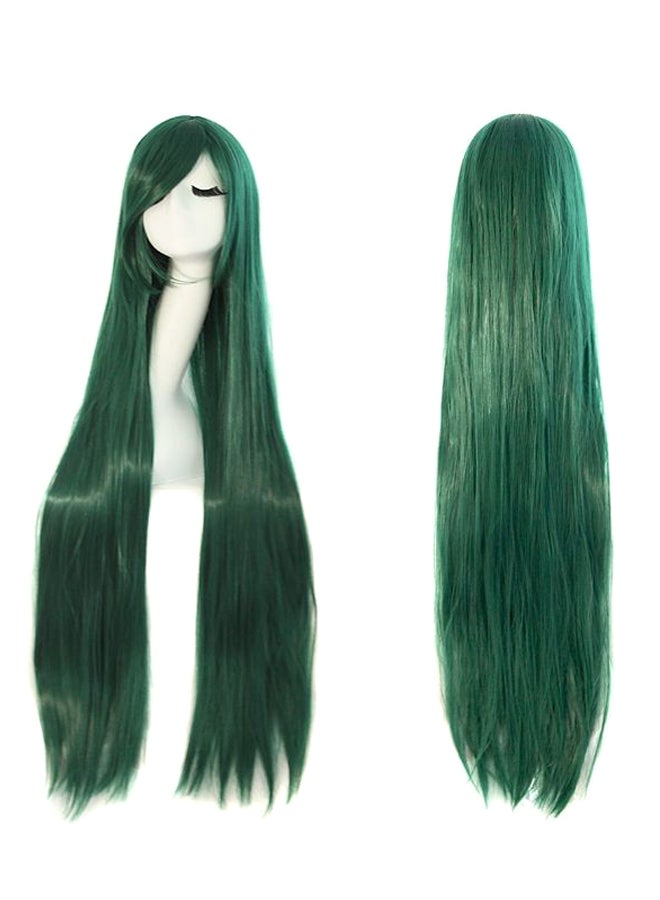 MapofBeauty Long Straight Anime Costumes Cosplay Hair Wig Pine Green 100cm - Image 3