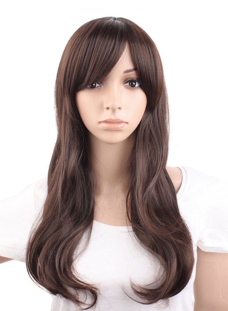 MapofBeauty Natural Long Curly Fashionable Hair Wig Dark Brown 50cm - Image 1