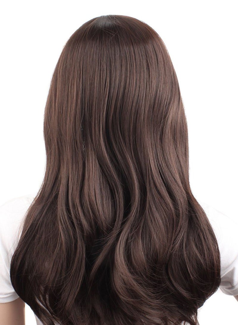 MapofBeauty Natural Long Curly Fashionable Hair Wig Dark Brown 50cm - Image 2