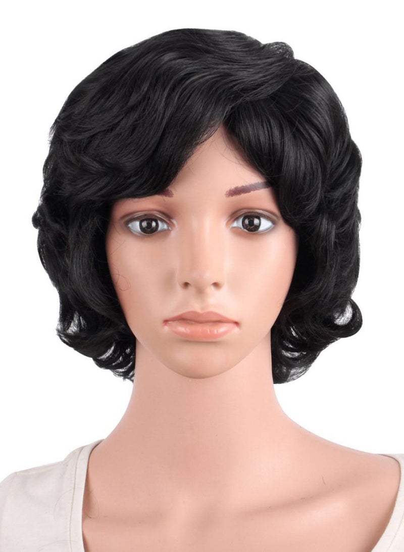 MapofBeauty Special Elderly Short Curly Hair Wig Black 25cm  - Image 1