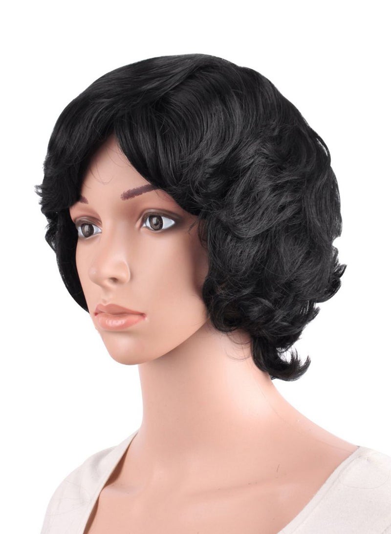 MapofBeauty Special Elderly Short Curly Hair Wig Black 25cm  - Image 3