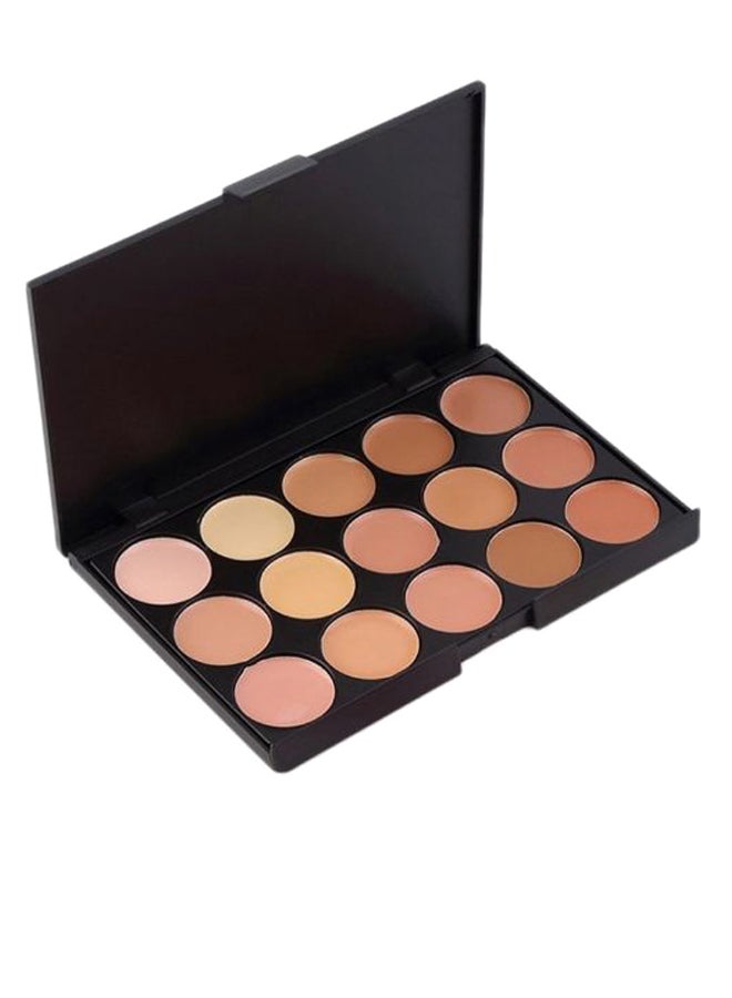 15-Shades Face Contour Cream Concealer Palette With Sponge And Brush Multicolour - v1580225602/N33569003A_2