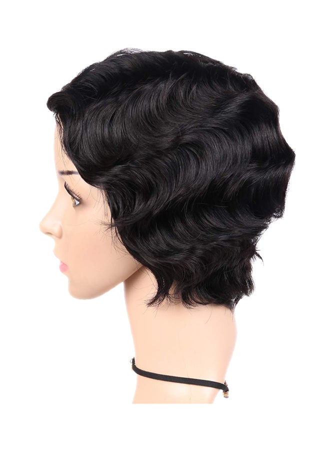 ويجني Short Wavy Human Hair Wig Black - Image 3