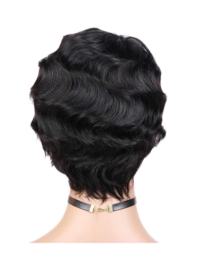 ويجني Short Wavy Human Hair Wig Black - Image 2