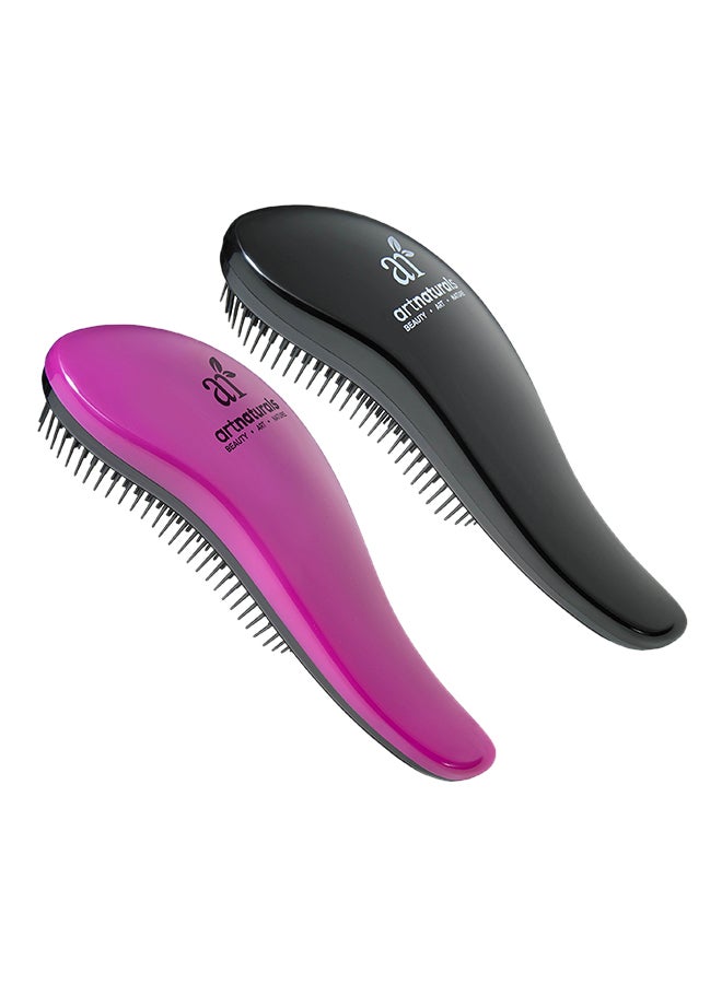 artnaturals Pack Of 2 Detangling Hair Brush Set Black/Pink 0.39X7.99X2.0inch  - Image 1