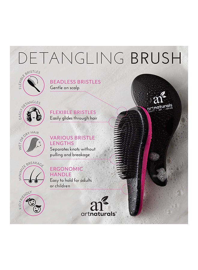 artnaturals Pack Of 2 Detangling Hair Brush Set Black/Pink 0.39X7.99X2.0inch  - Image 2