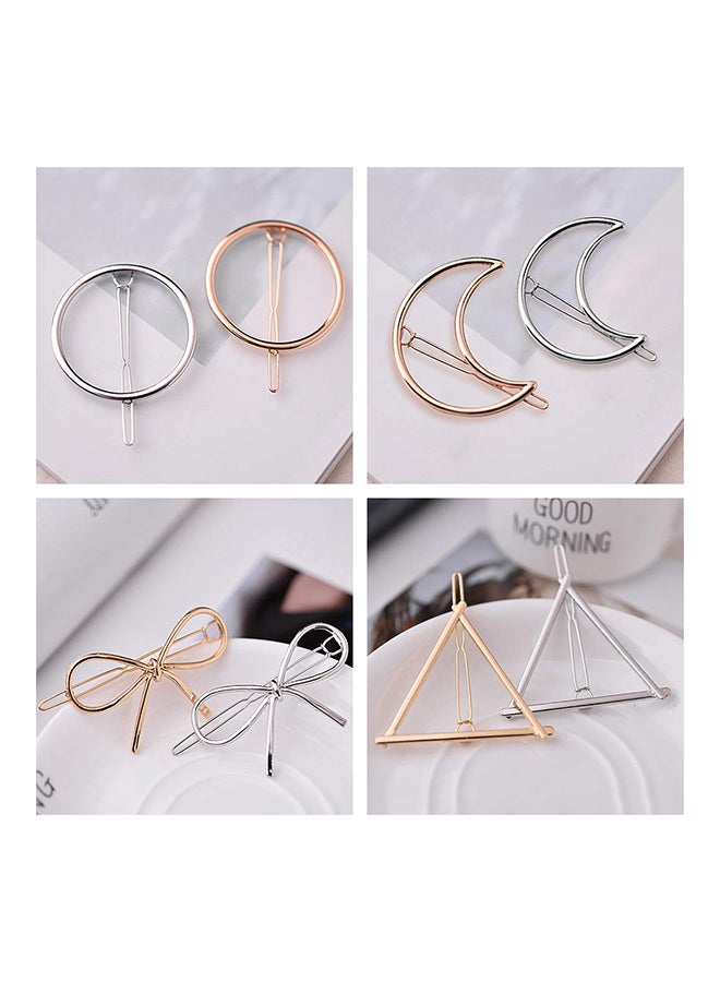 فاسيجيرل مجموعة مشابك شعر بتصميم كلاسيكي مكونة من 8 قطع ذهبي/فضي 3.14X3.14X3.1بوصة - Image 2