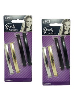 Pack Of 2 Classic Metal Domed Barrettes Black/Gold 0.3X3.5X0.3inch