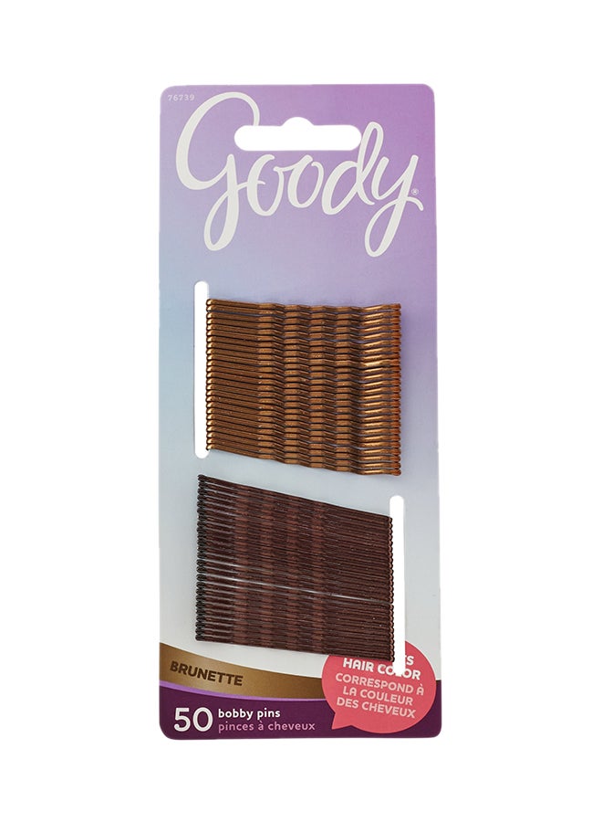 قودي  مجموعة دبابيس شعر بلمسة نهائية معدنية مكونة من 50 قطعة بني 74.80X523.62X444.88بوصة - Image 1