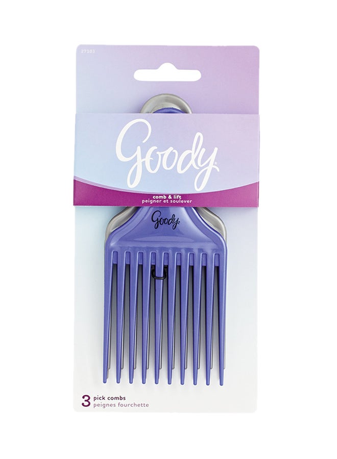 قودي  مجموعة مكوَّنة من 3 أمشاط تفريق الشعر أرجواني 17.8 x 8.9 x 2.5سم