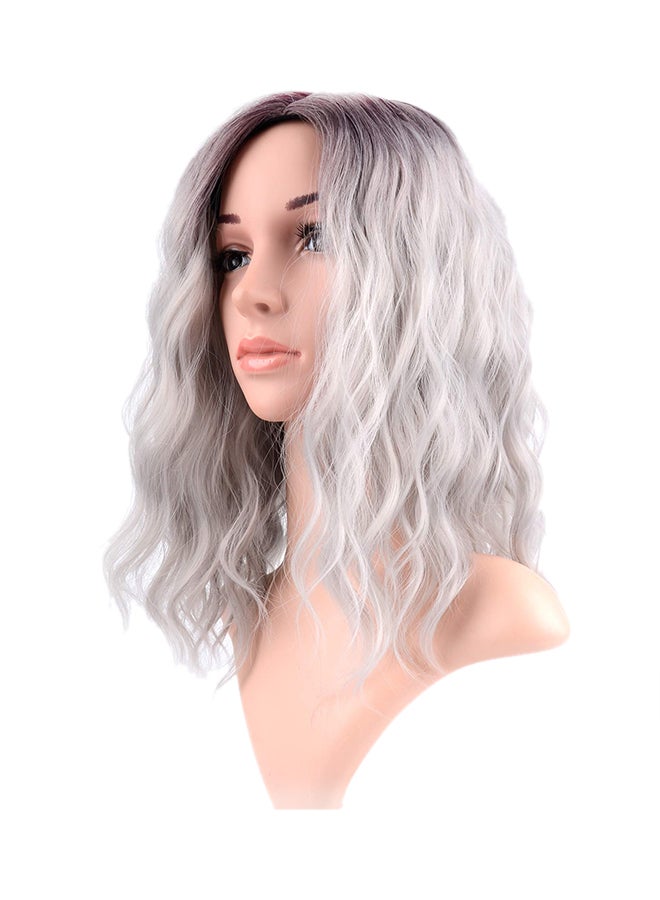 Sunhour Shoulder Length Short Bob Curly Wave Hair Wig Gradient Gray 2.8X0.98X2.9  - Image 1