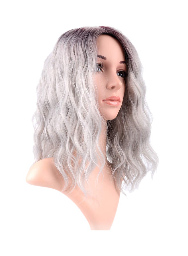 Sunhour Shoulder Length Short Bob Curly Wave Hair Wig Gradient Gray 2.8X0.98X2.9  - Image 2