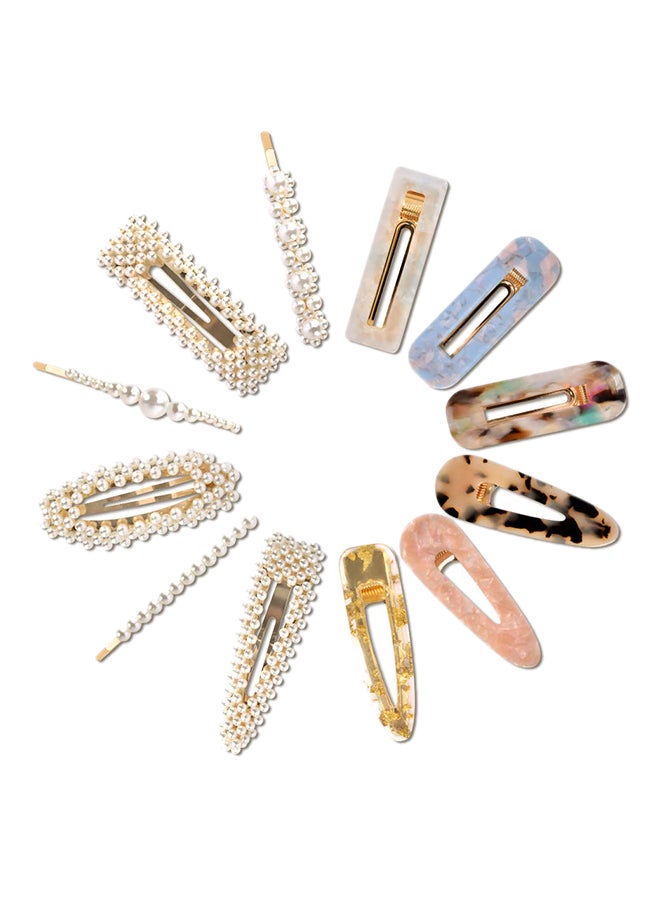 MagicSky 12-piece Hingwah Pearl Hair Clips Multicolour 2.8X0.98X2.9