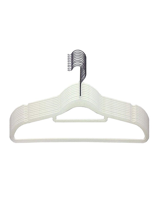 ZL 10-Piece Anti Slip Velvet Cloth Hanger Set Beige 41.5cm 